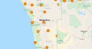 Übersichtskarte: Unterkünfte in Namibia